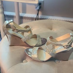 Jimmy Choo gold sandals sparkley